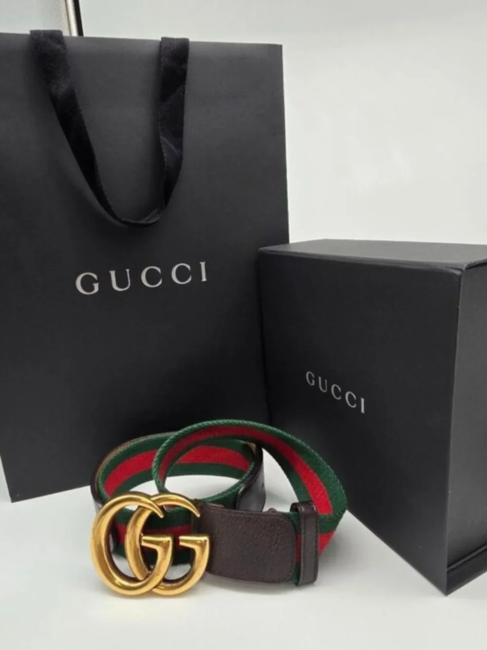 Authentic Gucci Web Elastic Torchon Double G Belt